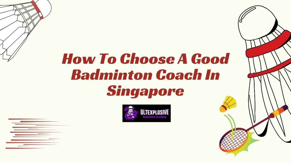 Badminton coach guiding an adult player during training in Singapore